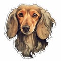 Watercolor Dachshund Sticker With Cute Long Hair Royalty Free Stock Photo