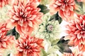 Watercolor Dahlias flowers pattern