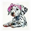 Watercolor Dalmatian Puppy and Girl: A Dreamy Duo AI Generated