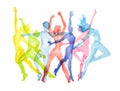 Watercolor dance set. Royalty Free Stock Photo