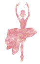 Watercolor dancing ballerina silhouette. Isolated dancing ballerina.Hand drawn classic ballet performance, pose.Young pretty