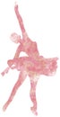 Watercolor dancing ballerina silhouette. Isolated dancing ballerina.Hand drawn classic ballet performance, pose.Young pretty