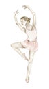 Watercolor dancing small ballerinas Royalty Free Stock Photo