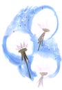 Watercolor dandelion flowers impression painting Royalty Free Stock Photo