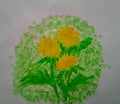 Watercolor dandelions paint floral nature