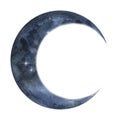 Watercolor dark blue crescent moon