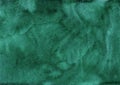 Watercolor dark emerald background texture. Aquarelle abstract green blue backdrop