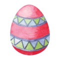 Watercolor decorated with Geometric Patterns Easter multicolor color Egg. Watercolor illustration. Happy easter. White