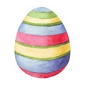 Watercolor decorated with striped Patterns Easter bright color Egg.Watercolor illustration. Happy easter. White