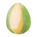 Watercolor decorated with stripes color Egg. Watercolor illustration. Happy easter. White background