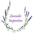 Watercolor decorative elements - wreath with lavender