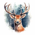 Watercolor Deer Sticker: Mythical Portraiture Artwork Contest Winner