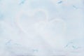 Watercolor delicate, blue, hearts. Abstract love background . Concept about and relationship, place for your text