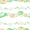 Watercolor delicate seamless pattern. Leaves. Nature.