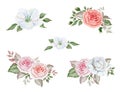 Watercolor delicate wedding bouquets set