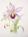 Watercolor Depiction of Ophrys Apifera on White Canvas AI Generated
