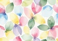 Watercolor design featuring an array of multicolored leaf shapes Royalty Free Stock Photo