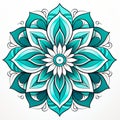 Traditional Mandala Design With Turquoise And Emerald Colors