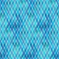 Watercolor diagonal stripe plaid seamless pattern. Blue teal stripes on white background Royalty Free Stock Photo