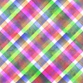 Watercolor diagonal stripe plaid seamless pattern. Colorful background Royalty Free Stock Photo