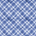 Watercolor diagonal stripe plaid seamless pattern. Indigo blue stripes on white background Royalty Free Stock Photo