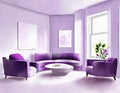 Watercolor of Digital lilac living room with abstract concept