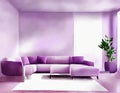 Watercolor of Digital lilac living room with abstract concept