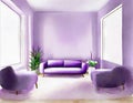Watercolor of Digital lilac living room with abstract concept