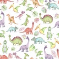 Watercolor dinosaurs pattern