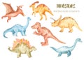 Watercolor dinosaurs prehistoric period.