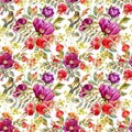 Watercolor dogrose pattern Royalty Free Stock Photo