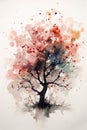 Watercolor Dogwood Tree Painting with a Minimalistic Touch .