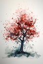 Watercolor Dogwood Tree Painting with a Simple and Minimalistic Style .