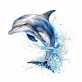 Hyper-realistic Watercolor Dolphin Painting With High Contrast