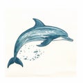 Watercolor Dolphin Jumping: Mid-century Style Illustration Royalty Free Stock Photo