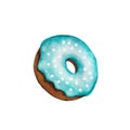 Watercolor donut with blue icing