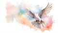 Watercolor Dove in Flight