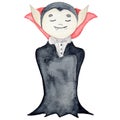 Watercolor dracula, cartoon character cute illustration