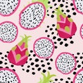 Watercolor dragon Fruit seamless Pattern