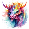 Watercolor dragon on a white background