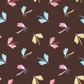 Watercolor dragonfly pattern Royalty Free Stock Photo