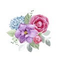 watercolor drawing. bouquet, composition with garden flowers Royalty Free Stock Photo
