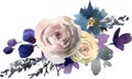 Watercolor drawing bouquet of delicate roses hand-painted to decorate your design