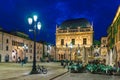 Watercolor drawing of Brescia, Italy, September 10, 2019: Palazzo della Loggia palace Town Hall