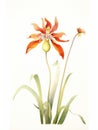 Watercolor Drawing of Caladenia Melanema on White Background AI Generated Royalty Free Stock Photo