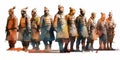 Watercolor drawing of the Chinese terracotta army.