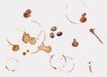 Watercolor drawing coffee stains, drops