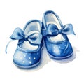cute baby shoes in blue. Newborn boy. It\'s a boy