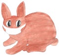 Watercolor drawing easter rabbit in medical protective mask. Qua