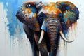 Watercolor drawing of an elephant. Created with generative AI technology. Royalty Free Stock Photo